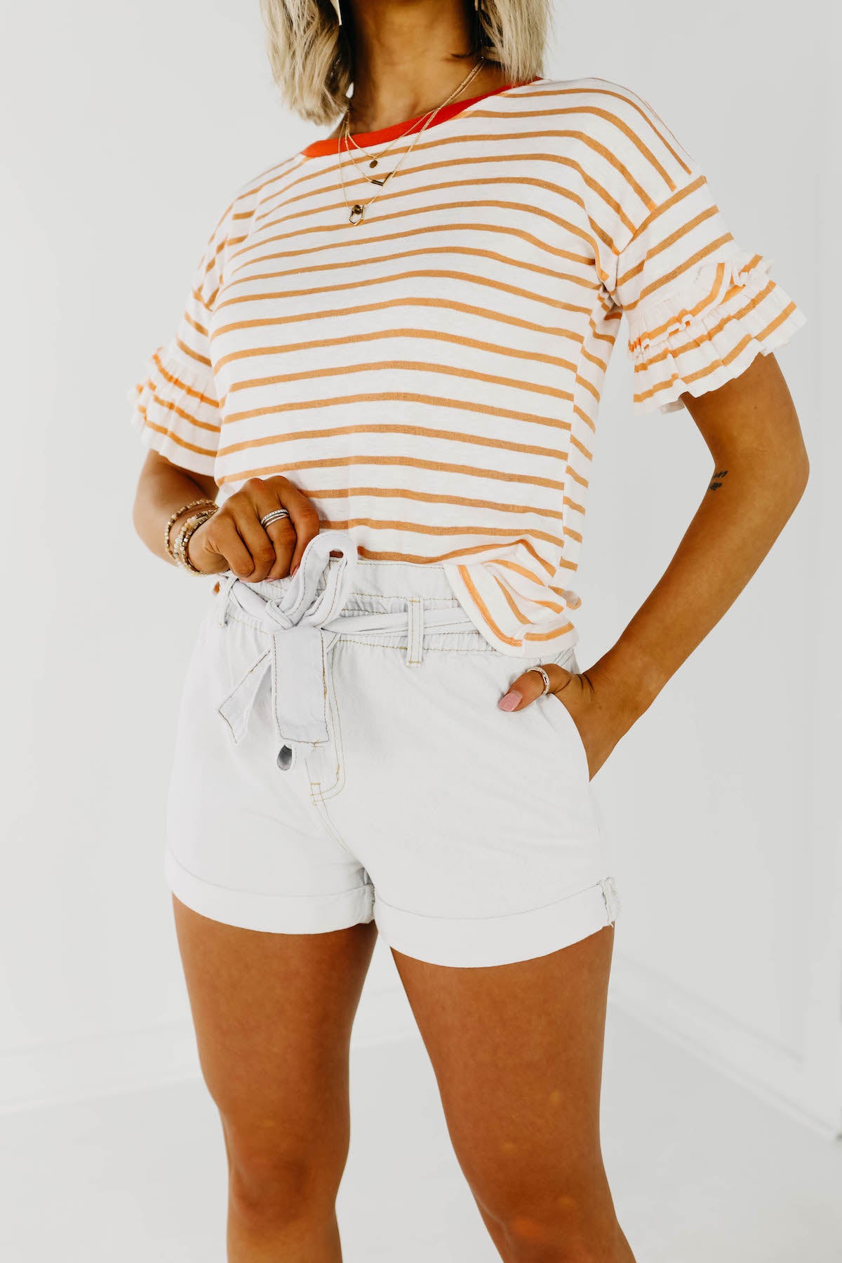 The Lucida Paperbag Shorts - Light Denim