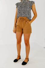 The Misty Tie Front Shorts - Camel