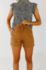 The Misty Tie Front Shorts - Camel