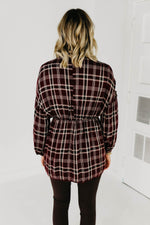 The Brady Plaid Shirt Dress - Burgundy