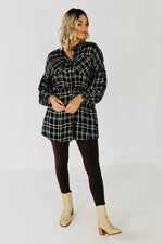 The Brady Plaid Shirt Dress - Navy