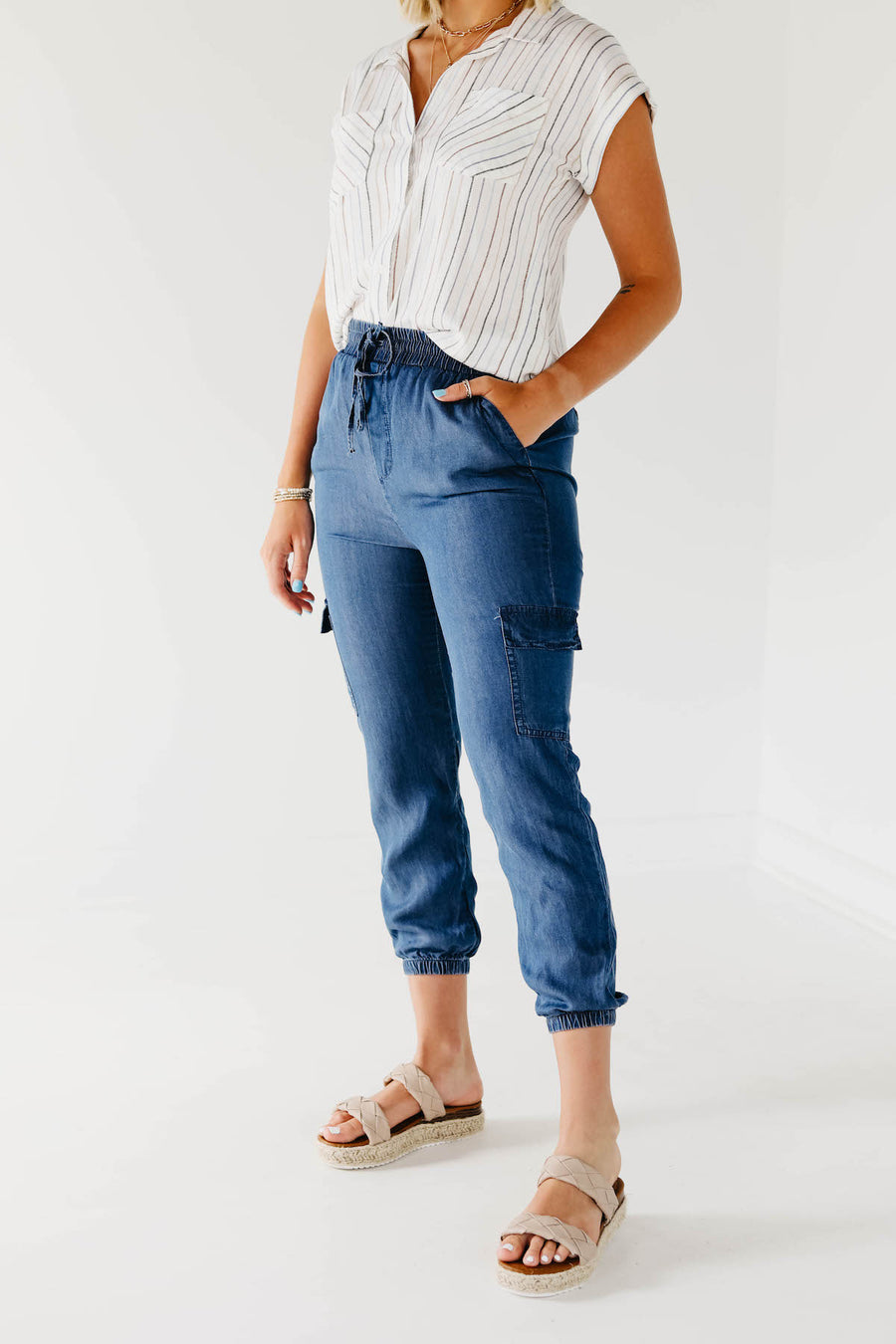 The Estella Cargo Denim Jogger