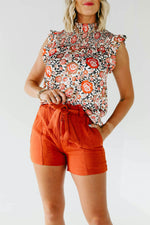 The Priscilla Paperbag Waist Shorts - Rust