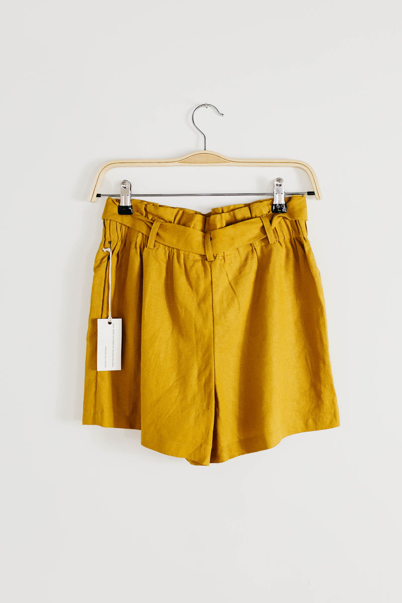 The Noelle Paperbag Shorts - Mustard