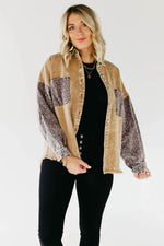 The Myla Leopard Contrast Button Down Jacket