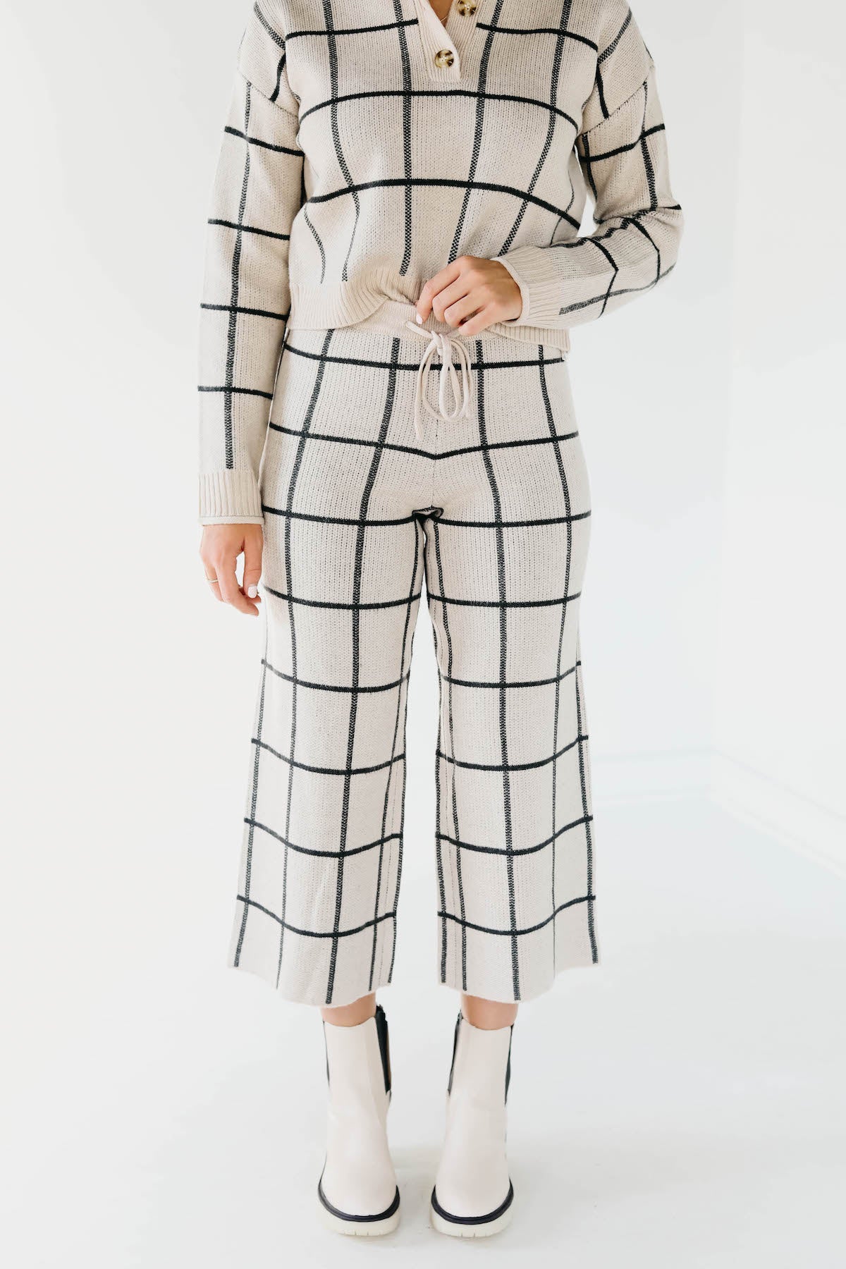 The Laila Grid Crop Wide Leg Pants