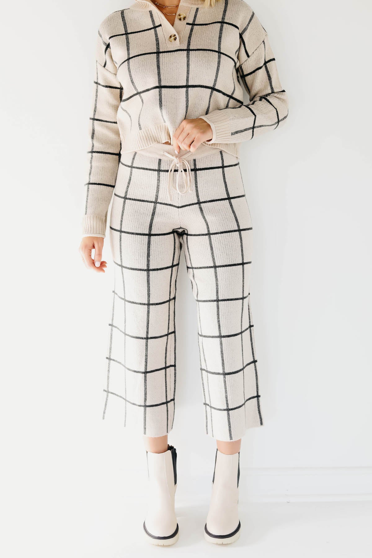 The Laila Grid Crop Wide Leg Pants