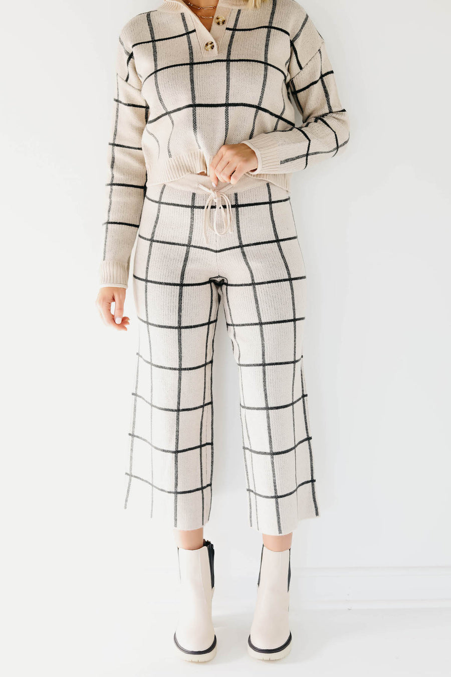 The Laila Grid Crop Wide Leg Pants