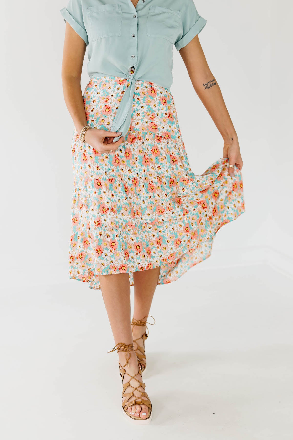 The Gannon Floral Midi Skirt