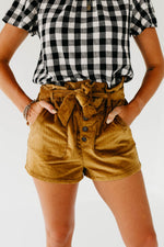 The Judith Paperbag Corduroy Shorts - Camel
