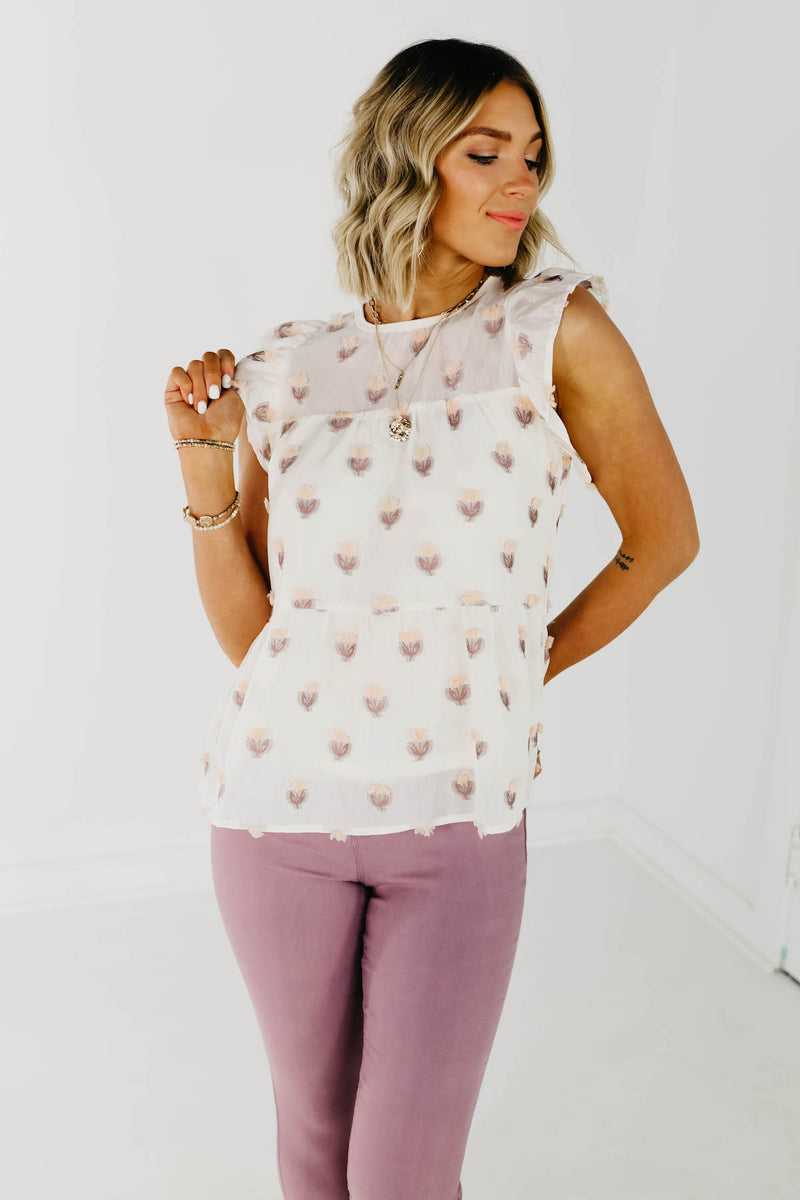 The Durant Flutter Sleeve Tiered Blouse