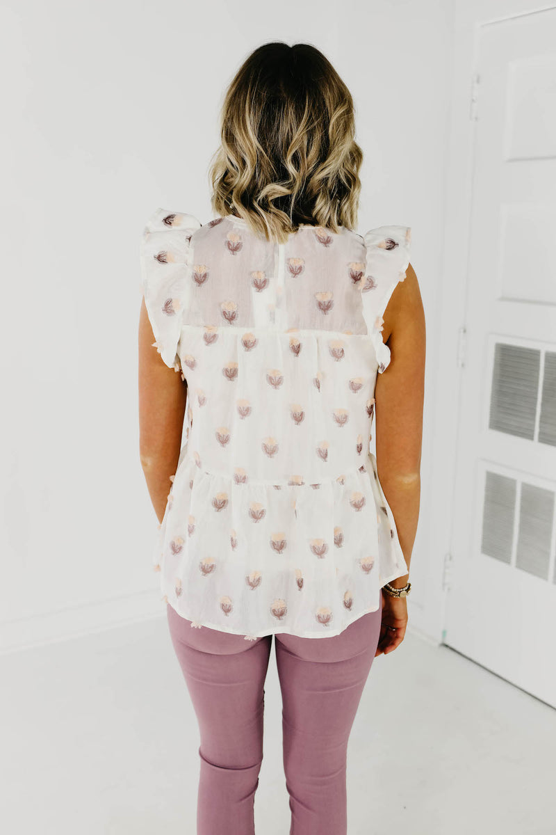 The Durant Flutter Sleeve Tiered Blouse