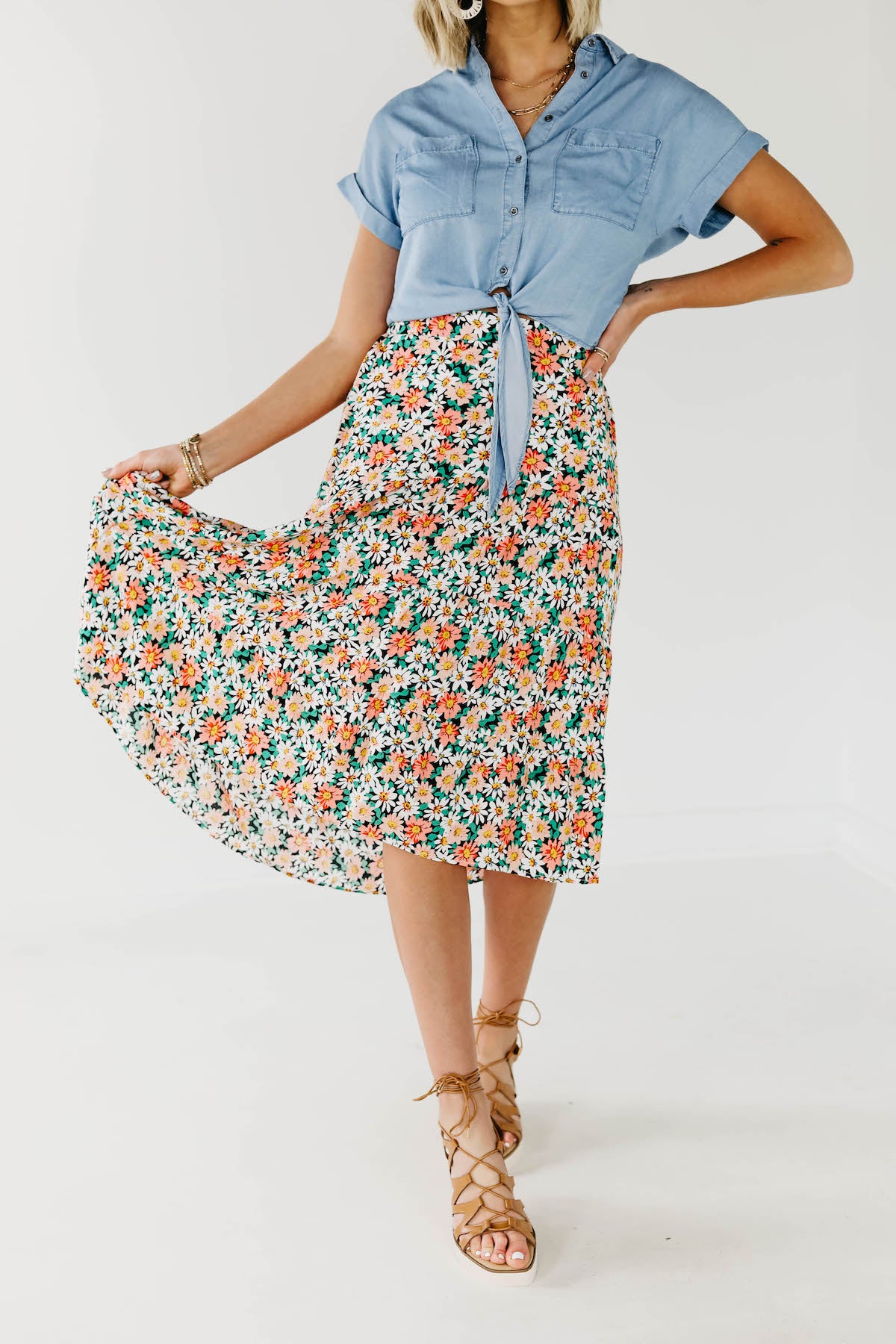 The Gannon Floral Midi Skirt