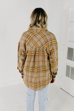 The Destiny Plaid Button Down Shacket  - Taupe