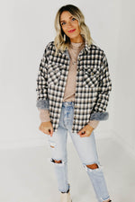 The Selena Faux Fur Lined Shacket - Charcoal