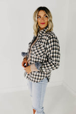 The Selena Faux Fur Lined Shacket - Charcoal