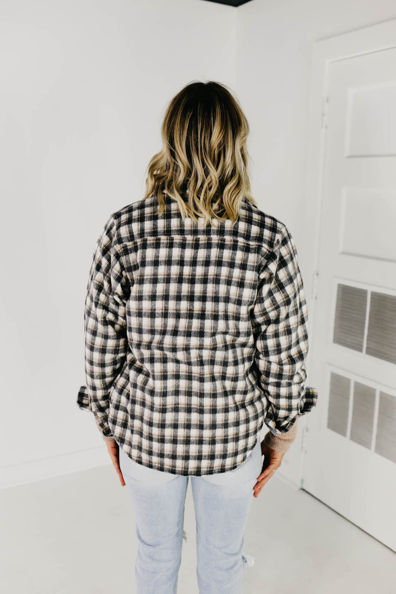 The Selena Faux Fur Lined Shacket - Charcoal