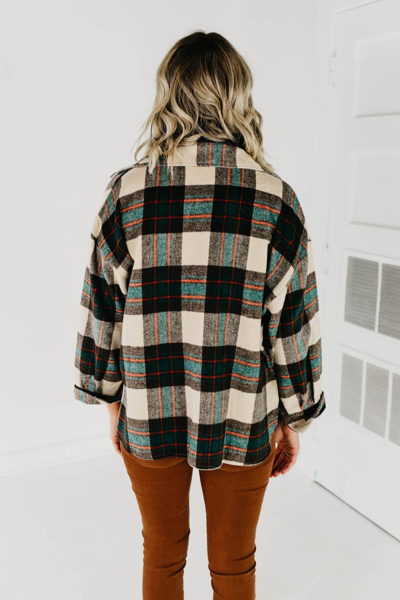 The Carissa Brushed Plaid Shacket - Brown Multi