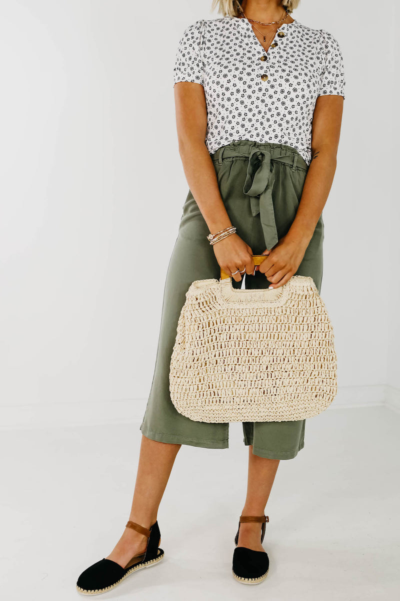 The Alvin Wooden Handle Straw Bag - FINAL SALE
