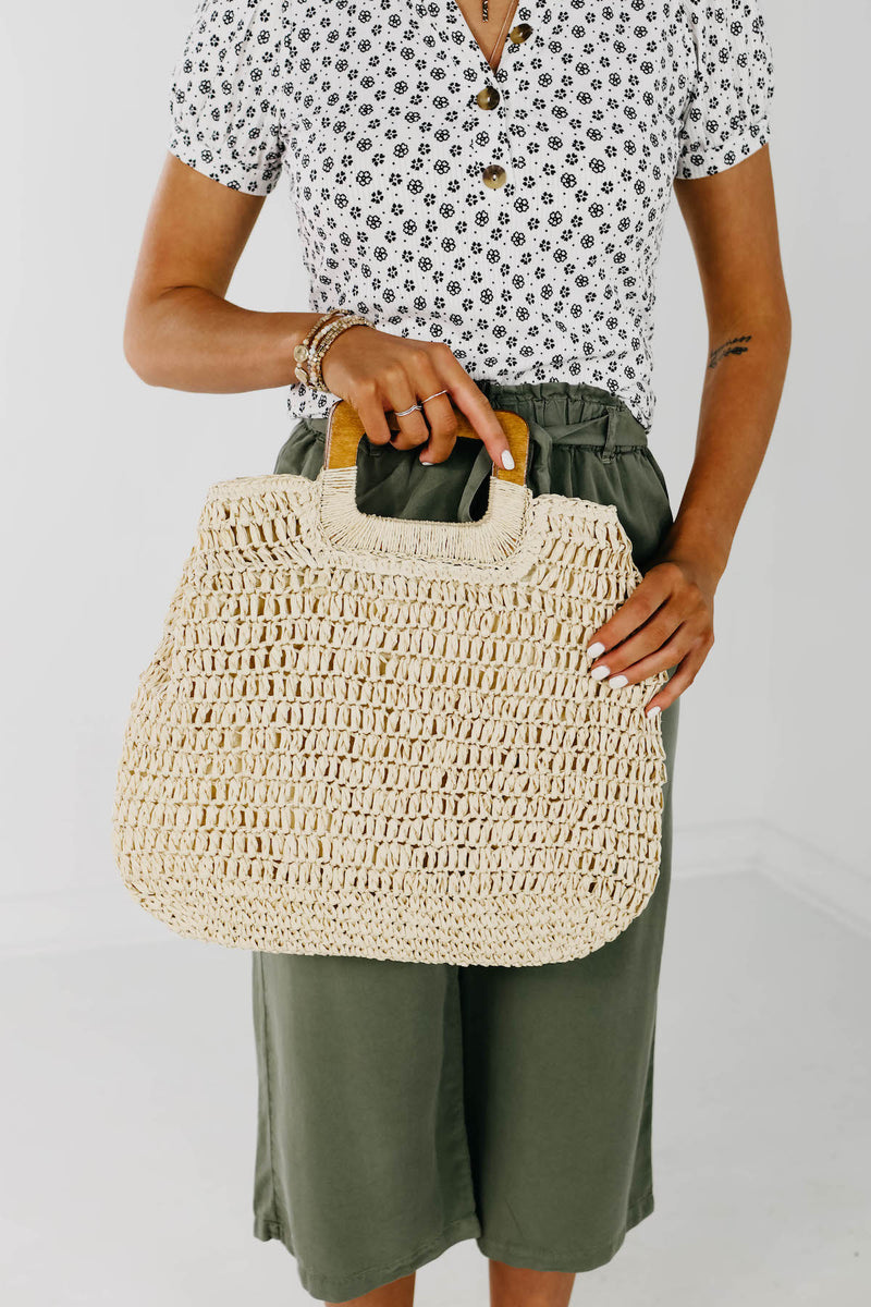 The Alvin Wooden Handle Straw Bag - FINAL SALE