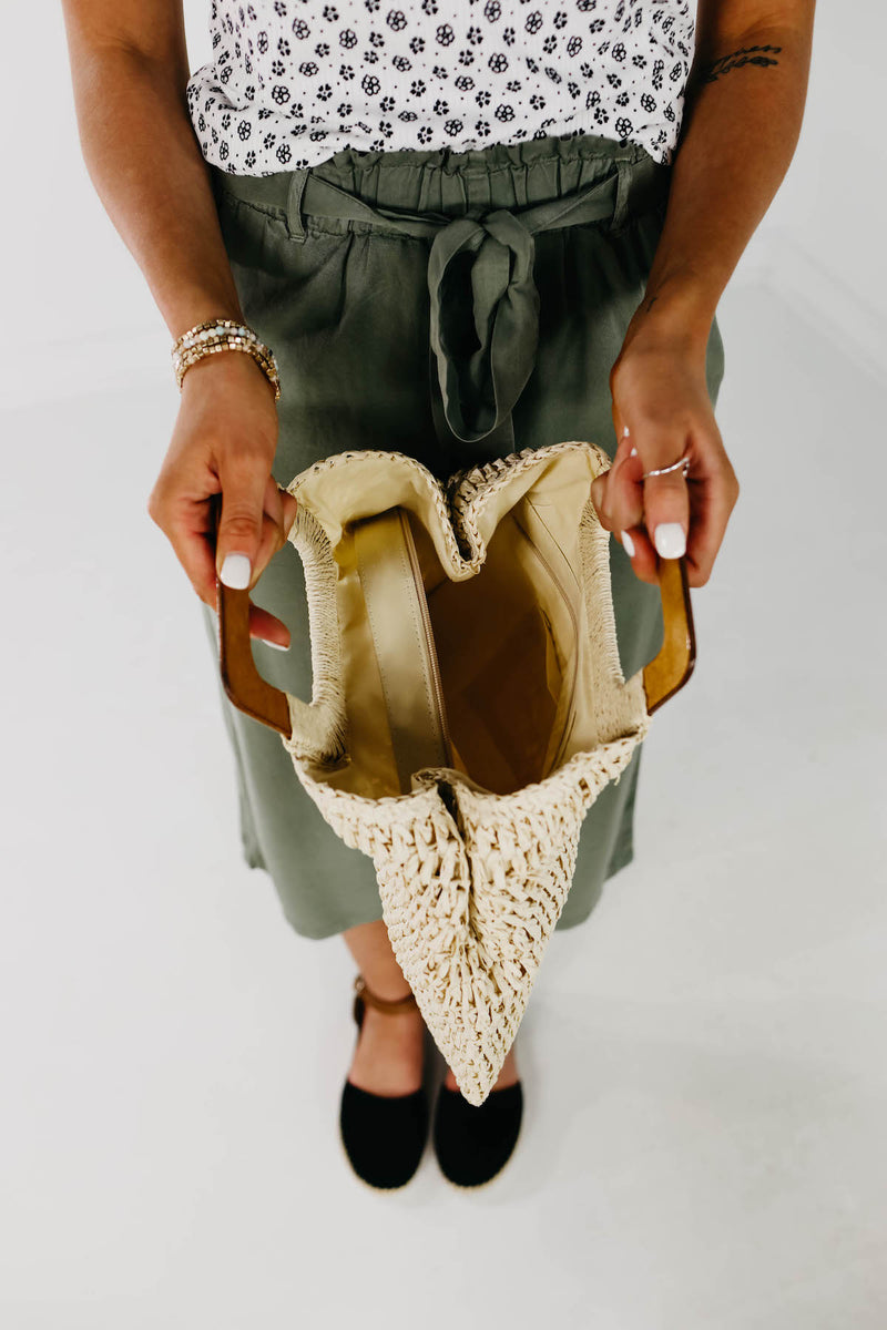 The Alvin Wooden Handle Straw Bag - FINAL SALE