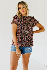 The Norah Ruffle Neck Top - Brown