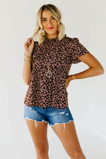The Norah Ruffle Neck Top - Brown