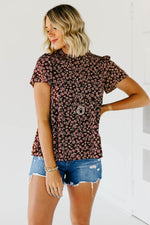 The Norah Ruffle Neck Top - Brown