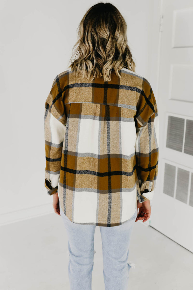 The Lia Plaid Shacket - Camel Multi
