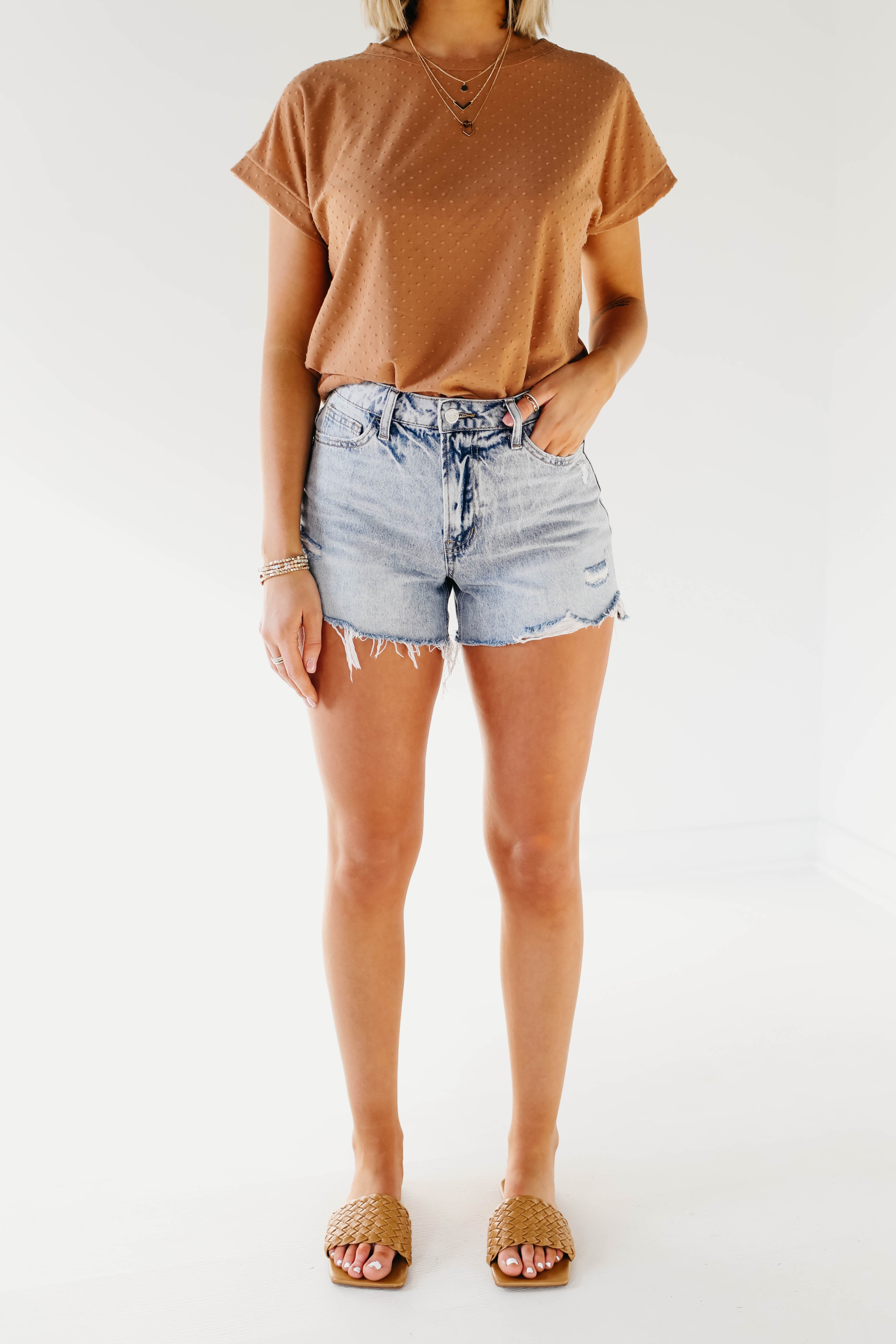 Vervet Denim | The Enoch Step Hem Denim Shorts