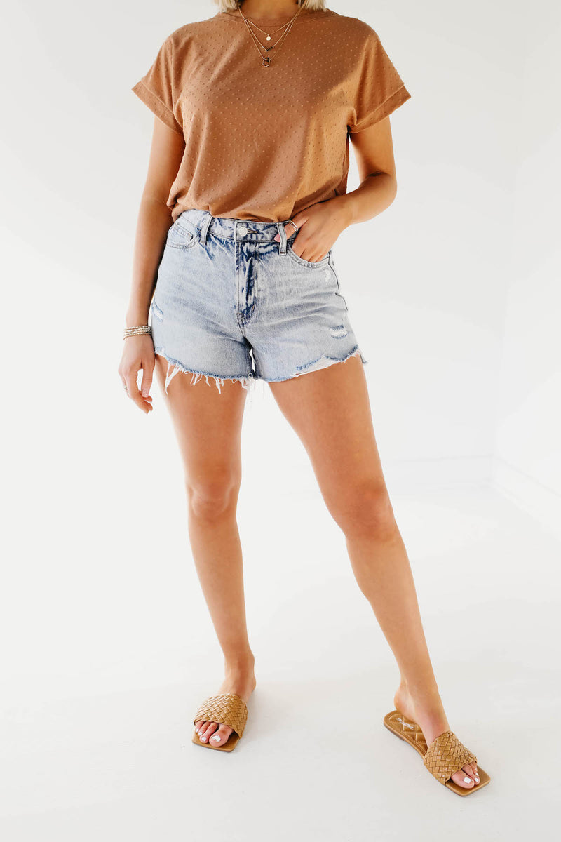 Vervet Denim | The Enoch Step Hem Denim Shorts