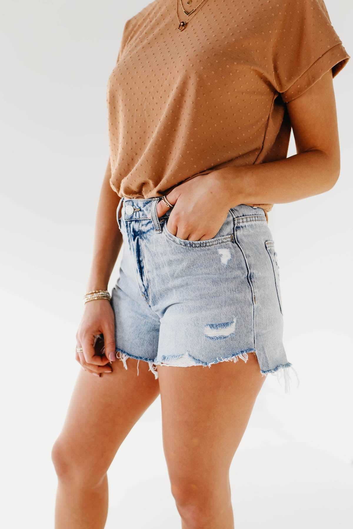 Vervet Denim | The Enoch Step Hem Denim Shorts