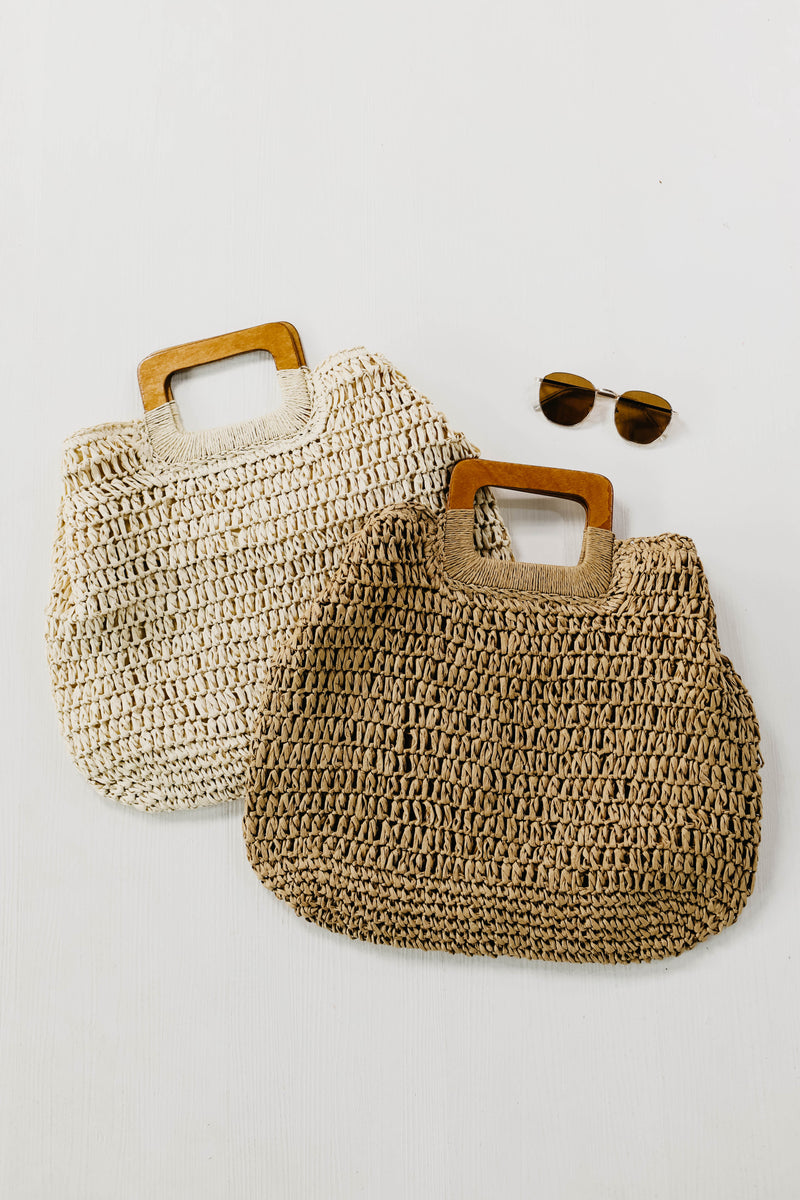 The Alvin Wooden Handle Straw Bag - FINAL SALE