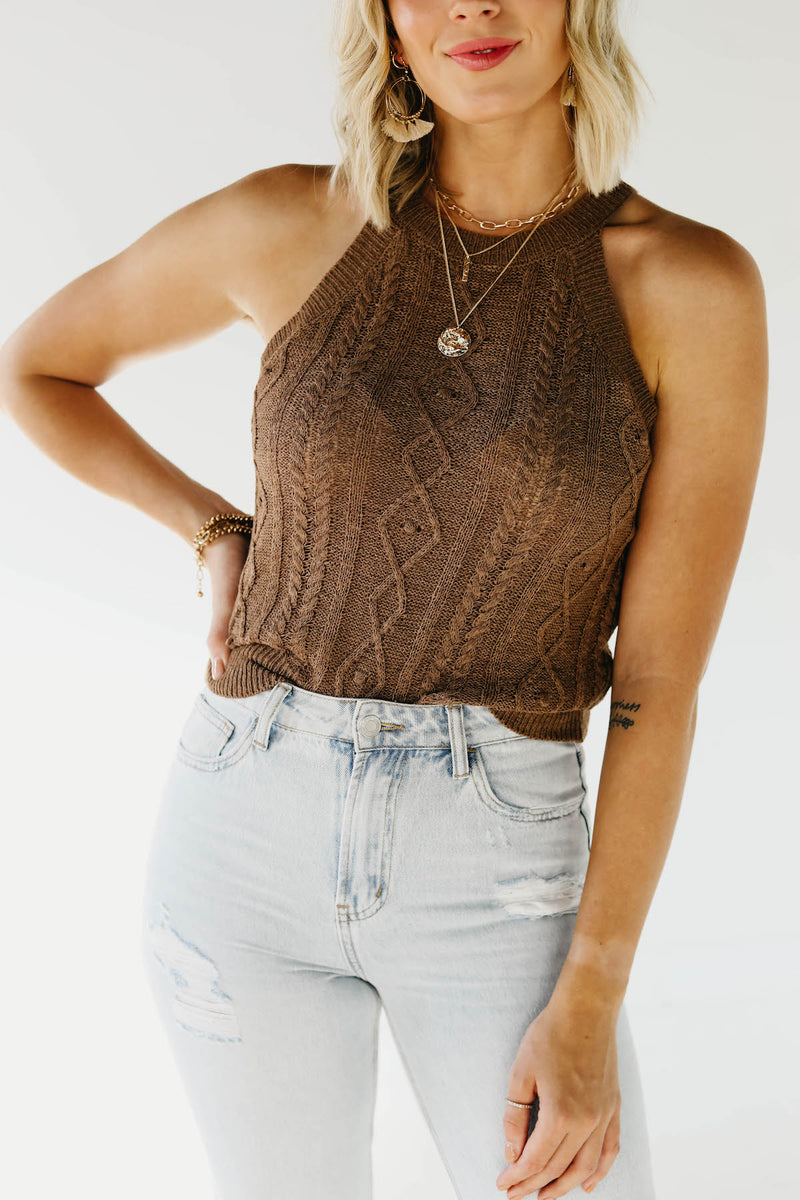 The Jase Cable Knit Halter Tank Top