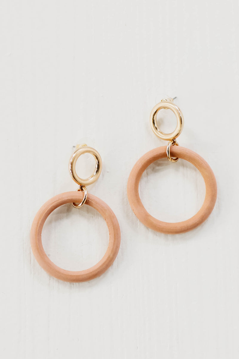 The Hugh Round Wood Earring