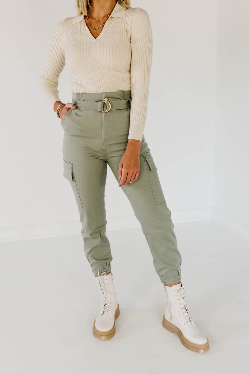 The Taylor Belted Cargo Pant - Olive