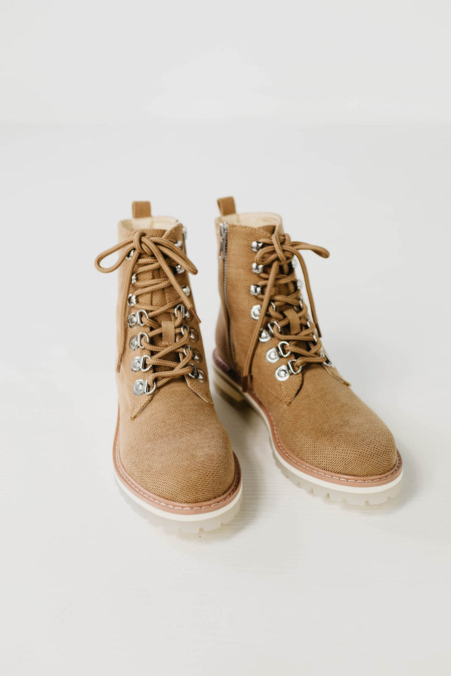 The Camilla Linen Military Bootie | Latte