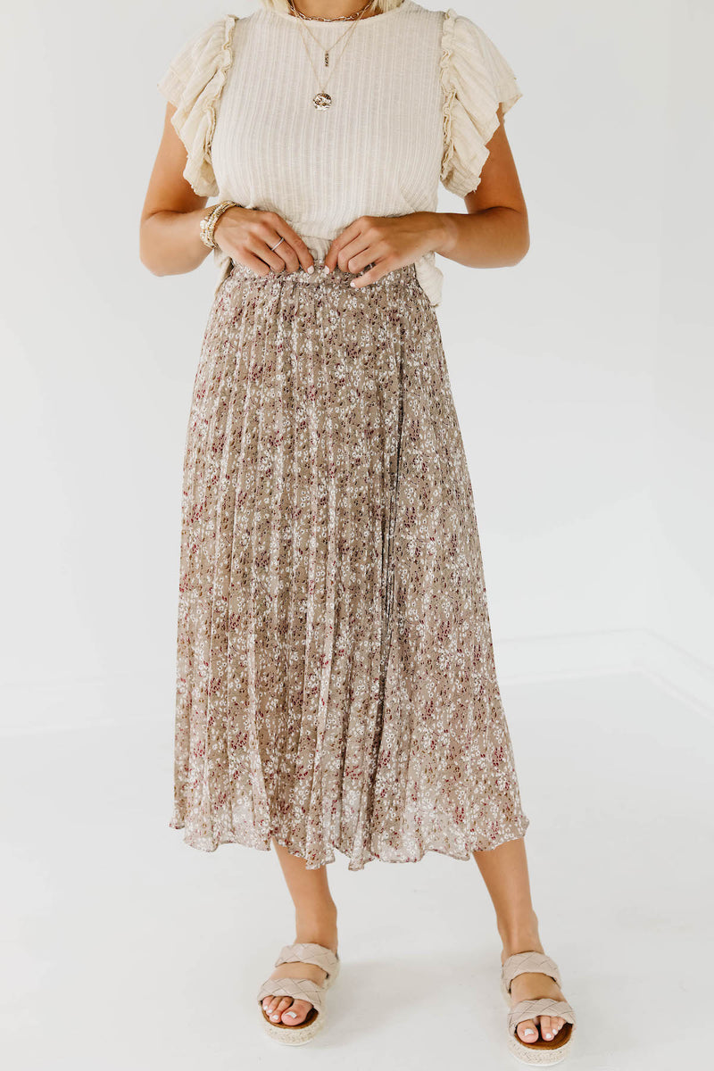 The Wishlist Henry Floral Pleated Midi Skirt