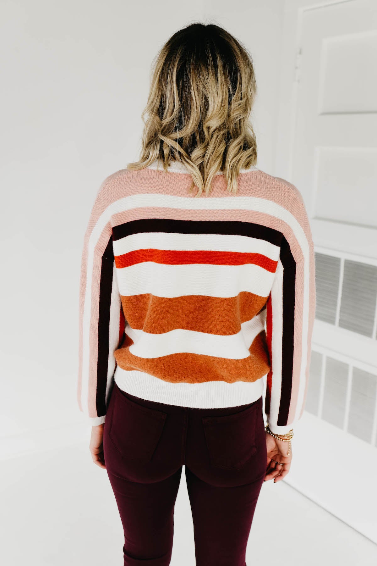 The Sofia Striped Sweater - Dusty Pink Multi