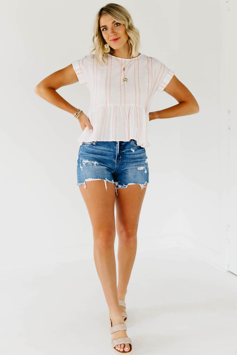 The Andrea Button Back Peplum Top