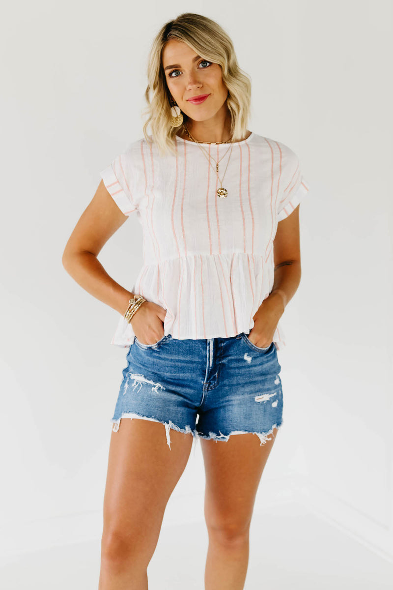 The Andrea Button Back Peplum Top
