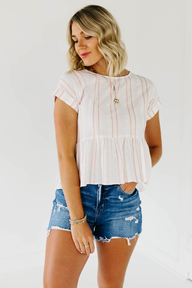 The Andrea Button Back Peplum Top