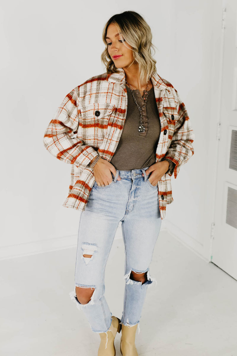 The Kayson Plaid Shacket - Brown Multi