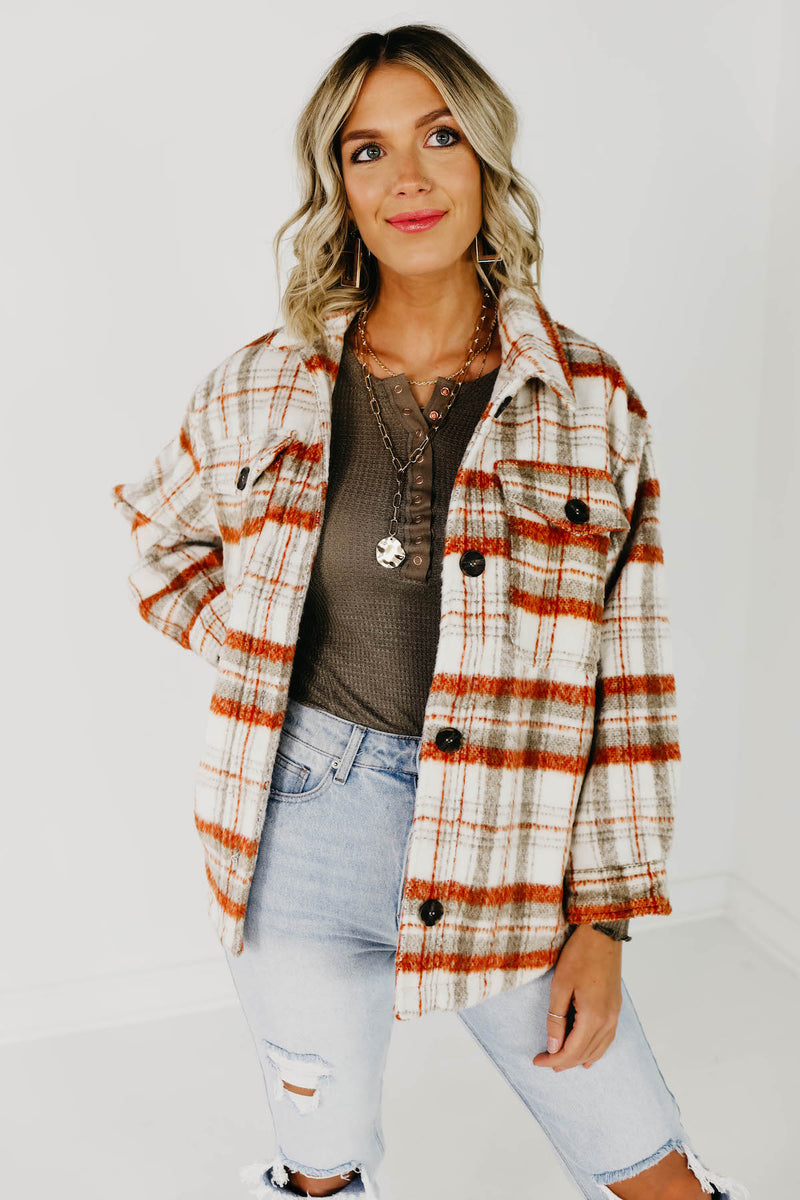 The Kayson Plaid Shacket - Brown Multi