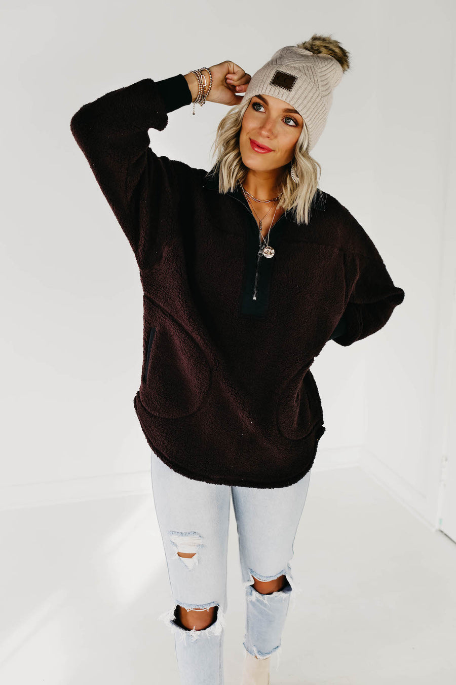 The Brynn Woobie Pullover - Huckleberry