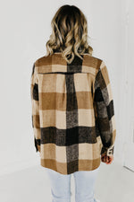 The Nathan Plaid Button Up Shacket - Taupe Multi