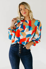 The Maureen Geo Puff Sleeve Blouse