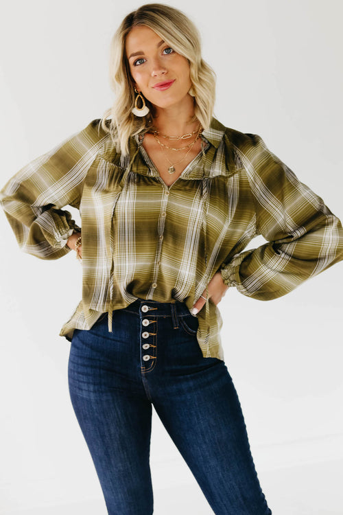 The Lettie Plaid Peasant Top