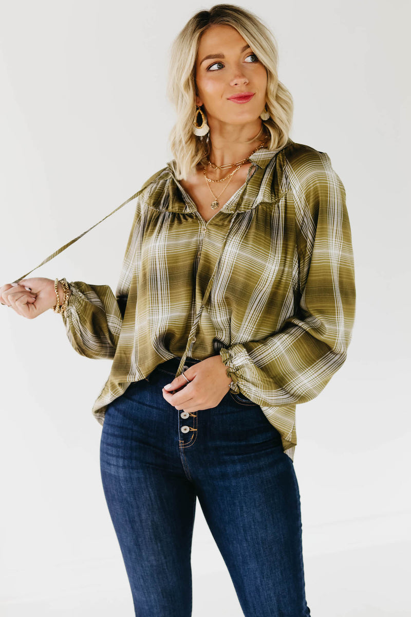 The Lettie Plaid Peasant Top