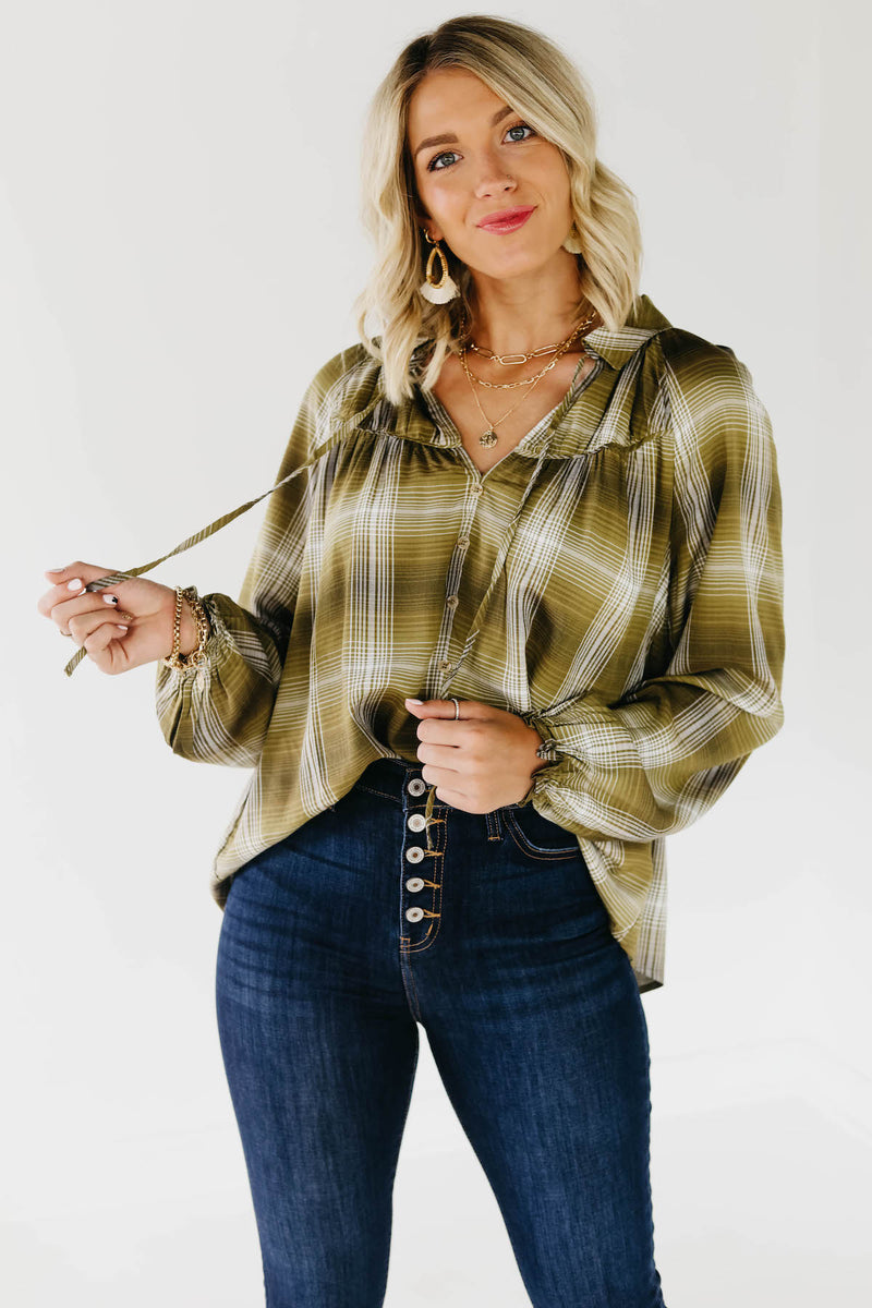The Lettie Plaid Peasant Top